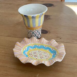 Mackenzie Childs Pottery - Dish and Cup